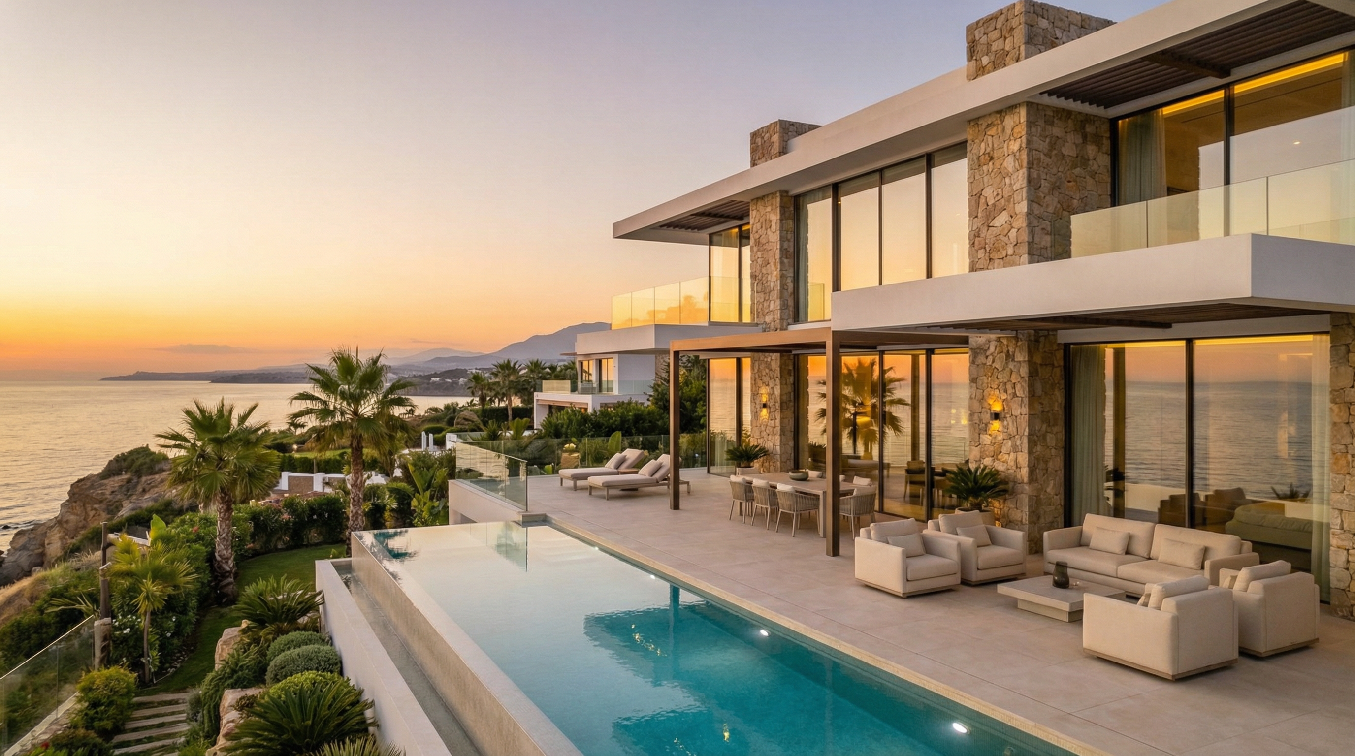 Luksusowa rezydencja markowa na Costa del Sol z nowoczesnym designem, tarasem z widokiem na morze i basenem bez krawędzi.