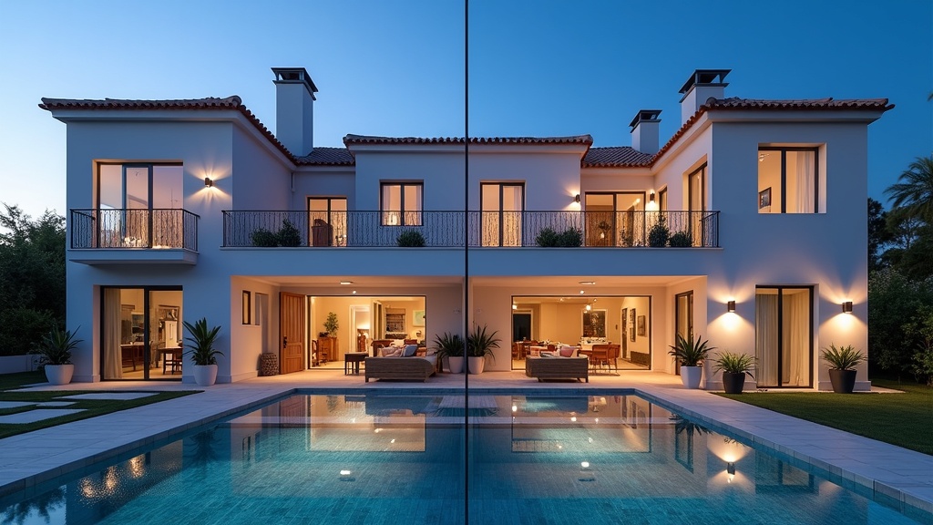 Costa del Sol eigendomsvergelijking: Mediterrane zonneschijn op koloniale architectuur en interieurs, duidelijk verschillende prijzen.