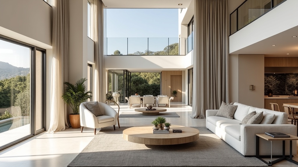 Luxurious Costa del Sol property interior, showcasing high-end finishes and Mediterranean design for a 2025 comparison with Algarve & Greece.