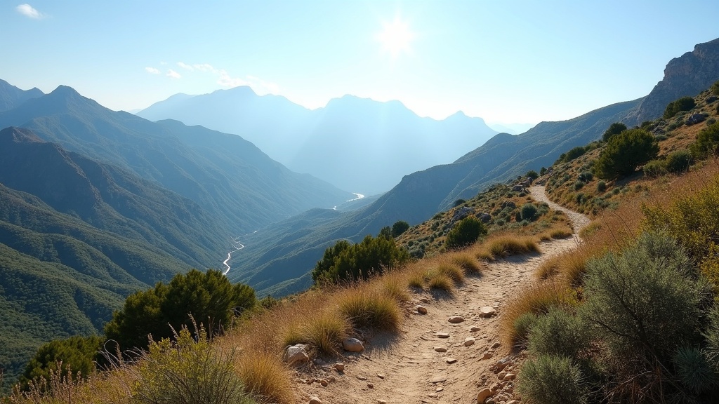 Sierra Blanca trails under mediterrán éghajlat Costa del Sol, inspiring egészséges életmód and outdoor adventures.