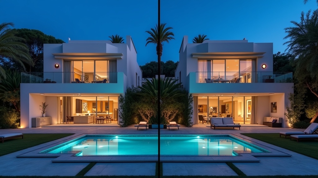 Marbella vs. Benalmádena solskinstimer Costa del Sol: Side-by-side property comparison of architectural styles & interiors.