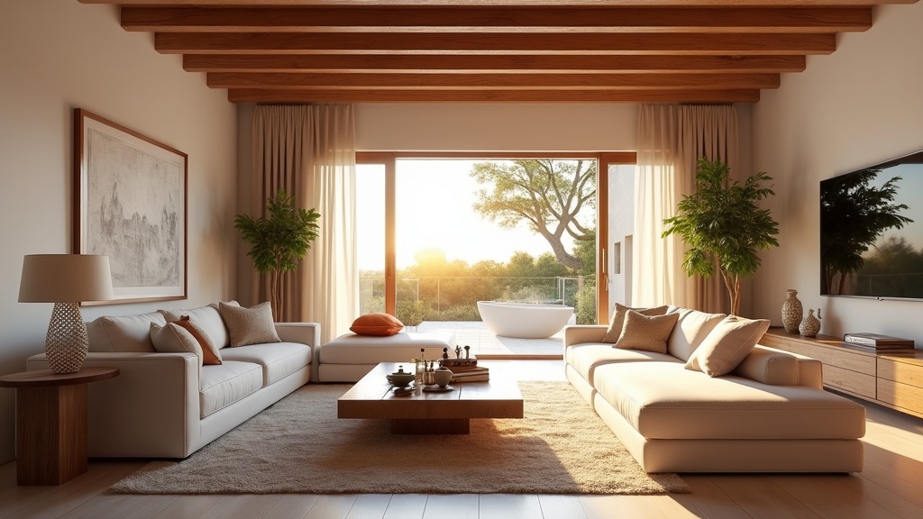 Luksuriøs stue med havutsikt og moderne design, gjenspeiler høy livskvalitet Costa del Sol.