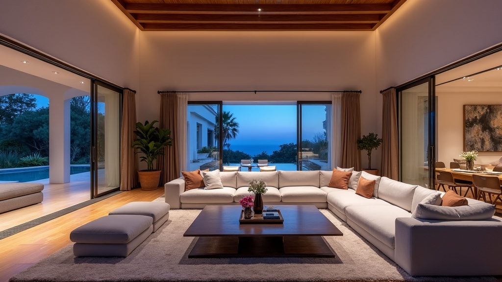 Luksuriøs stue i Costa del Sol med oliventrær, perfekt for å sammenligne eiendommer.