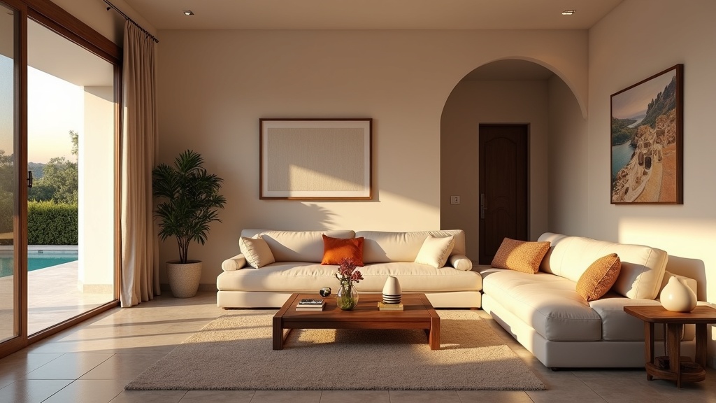 Ruime woonkamer in een energiezuinige woning aan de Costa del Sol, met luxe afwerking en toegang tot terras. Ontdek belastingvoordelen Spanje.