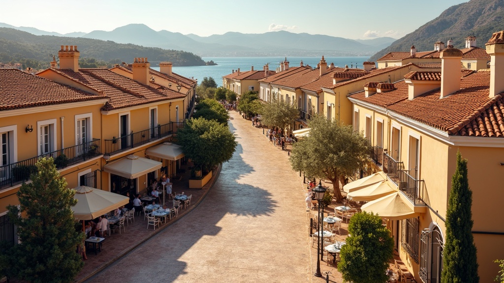 Charming Spanish plaza with outdoor dining, showcasing the delightful qualité de vie ensoleillée Costa del Sol.