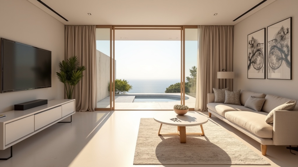 Clés sur table dans l'entrée d'une résidence moderniste de luxe prête à emménager. Découvrez les régions ensoleillées Costa del Sol pour acheter résidence ensoleillée Costa del Sol.