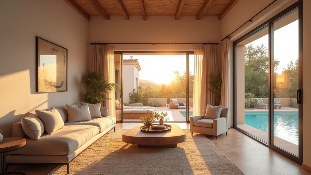 Saltmættet luft naturlig ionisering Costa del Sol: Luksuriøs stue med spansk design og terrasseadgang.