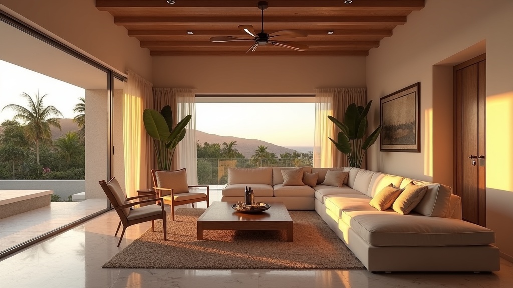 Luxe Andalusische woning in Costa del Sol: woonkamer met terras, ideaal voor gezonde voeding, mediterraan dieet & buitenactiviteiten in Spanje.