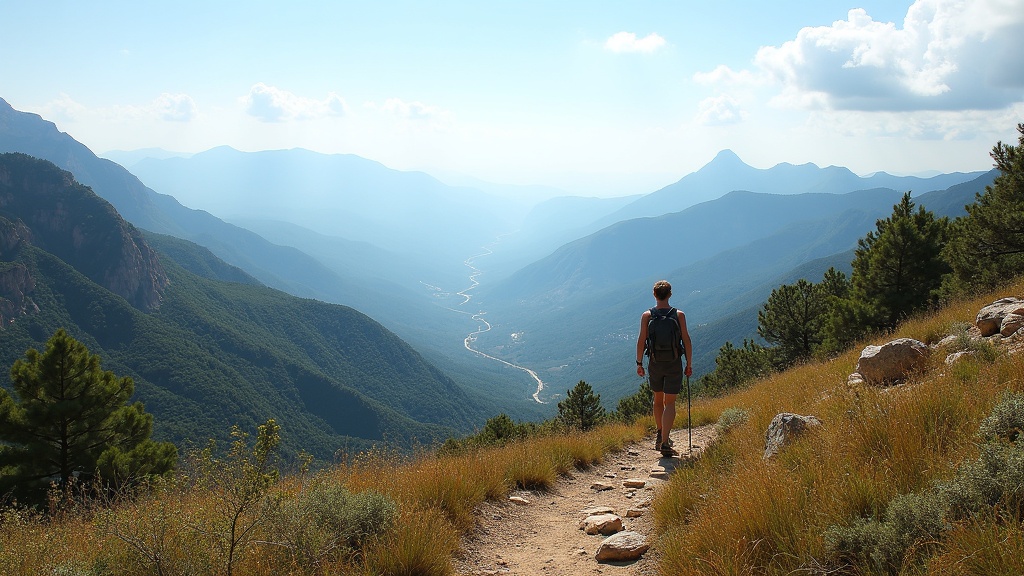 Vandra i Sierra Blanca: saltmättad luft på Costa del Sol för hälsa och naturlig livsstil under stark sol.