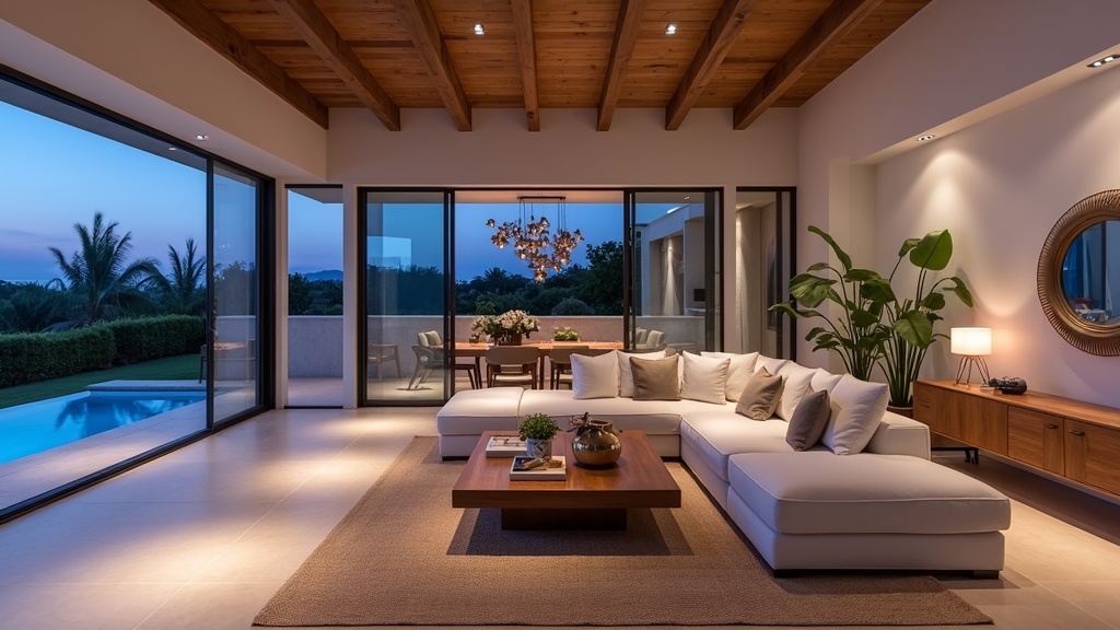 Sommartemperaturer Costa del Sol vs. vintertemperaturer: Lyxig spansk salong med terrass. Perfekt för behagliga kvällar.