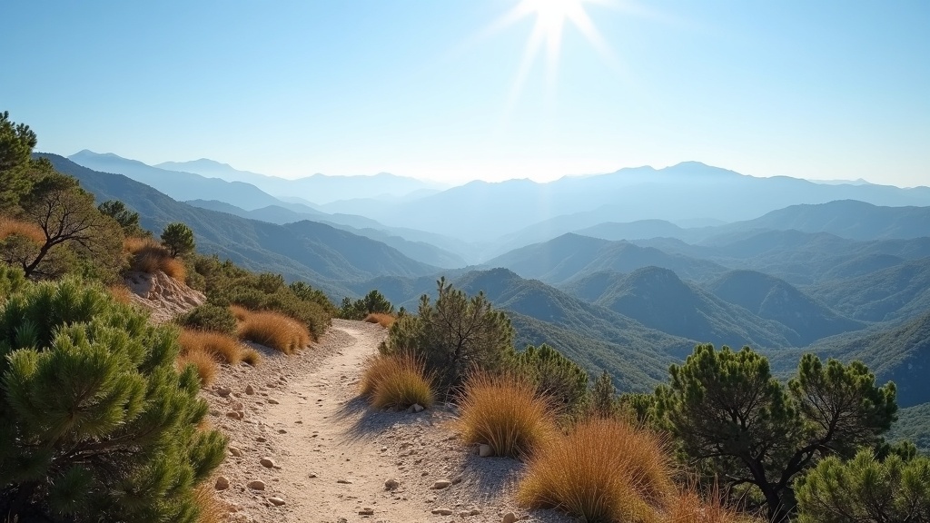 300 Sonnentage Gesundheit Costa del Sol: Wandern in der Sierra Blanca, Natur & Outdoor-Lifestyle bei hellem Sonnenlicht.