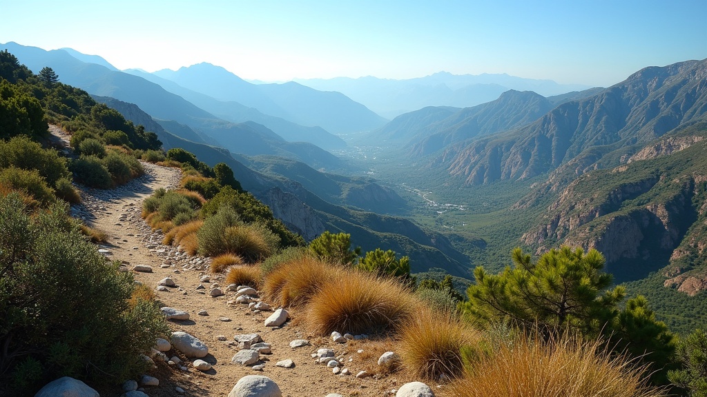 Fra Costa del Sol: boliger med utsikt over Middelhavet panoramautsikt over fjellene, vandrestier i Sierra Blanca under klar himmel.