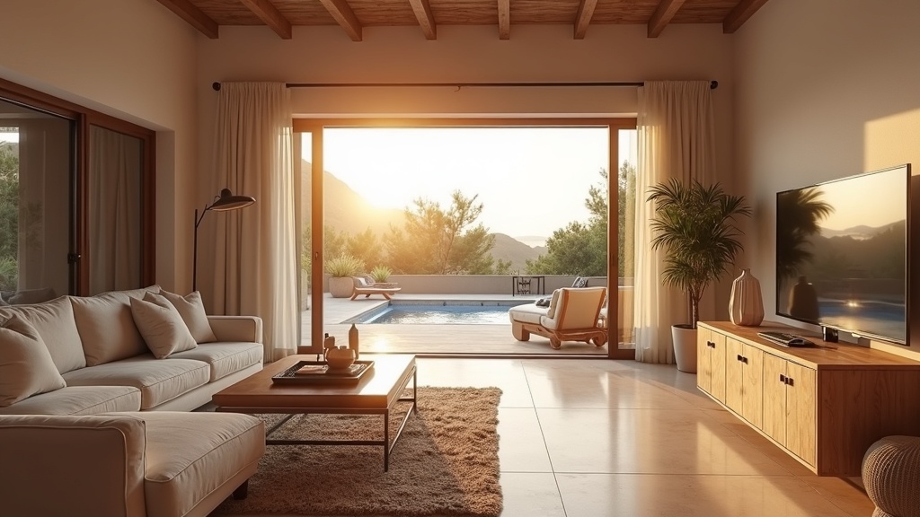 Ruime woonkamer in luxe pand, ideaal voor een actieve levensstijl Costa del Sol klimaat, met terras en Spaans design.