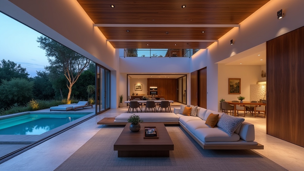 Spanish colonial living room in Mijas, Costa del Sol, with evening light. Explore luxury property comparisons for Sierra de Mijas vs Sierra de las Nieves nasjonalpark Costa del Sol.