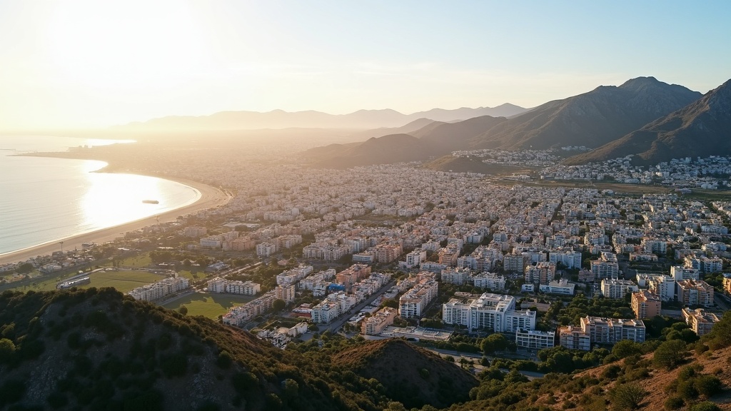 Spektakulær Costa del Sol utsikt: Få velvære med kystlinje, fjell og morgenlys.