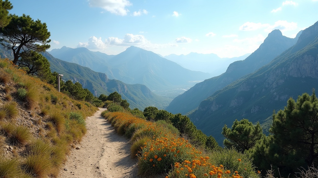 Fjeldudsigt over Costa del Sol, der viser biodiversitet i Andalusien Costa del Sol. Oplev naturens skønhed.