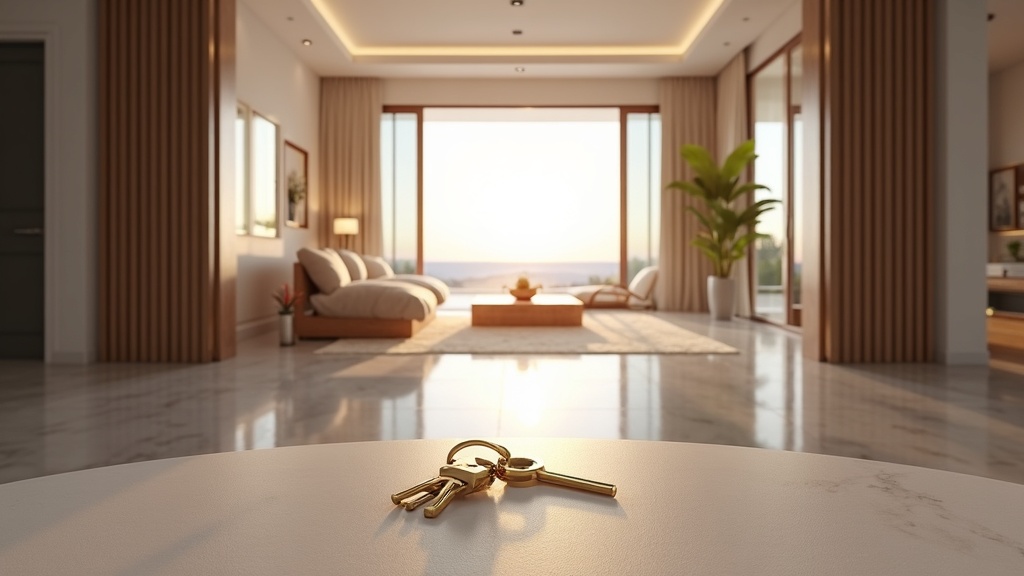 Valmis luksusasuminen rannikolla Costa del Solilla: Sisäänkäynti avaimineen kutsuu uuteen kotiin.