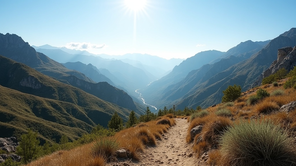 Sierra Blanca mountains & hiking trails under bright sun, showcasing sós levegő jótékony hatása tüdő Costa del Sol lifestyle.
