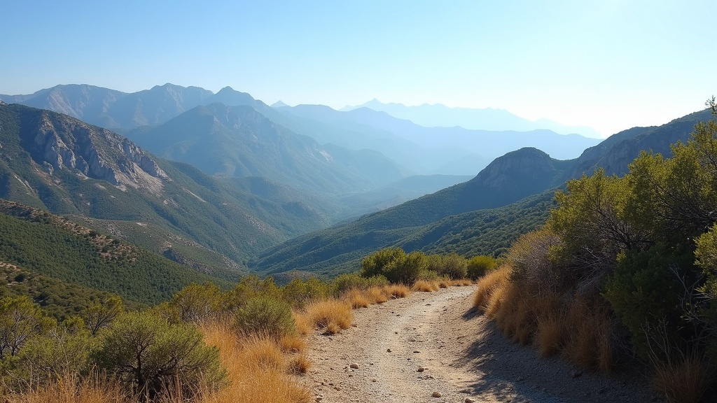 Európa legnaposabb régiója Costa del Sol: lenyűgöző Sierra Blanca hegyek és a mikroklíma Andalúziában, túrázó ösvények alatt, ragyogó napsütésben.