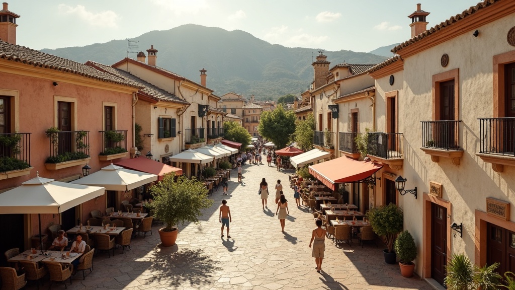 Festői Costa del Sol városközpont, mely az ideális éghajlat a kikapcsolódáshoz, egészséges életmód Costa del Sol, napfény és jó közérzet feltételeit mutatja be.