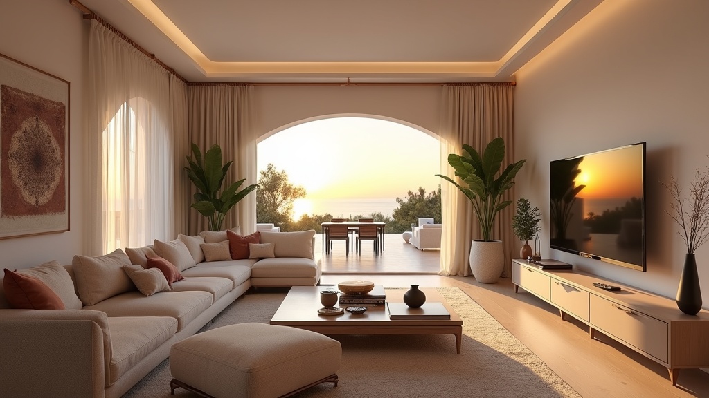 Luksuriøs stue i Andalusisk ejendom på Costa del Sol: friske havbriser, behagelige aftener, perfekt klima til udendørsliv Costa del Sol.