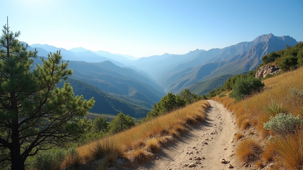 Bergvy i Costa del Sol: Solig vandringsled för en hälsosam livsstil i medelhavsklimat.