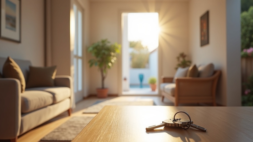 Ready-to-own luxury property with keys displayed in a welcoming hall, highlighting architectural details; plan authentic Costa del Sol trip.