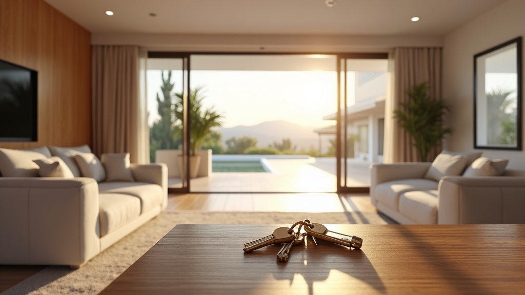 Keys on table in sleek, move-in ready luxury Costa del Sol home. Embrace the mediterrane levensstijl Costa del Sol.