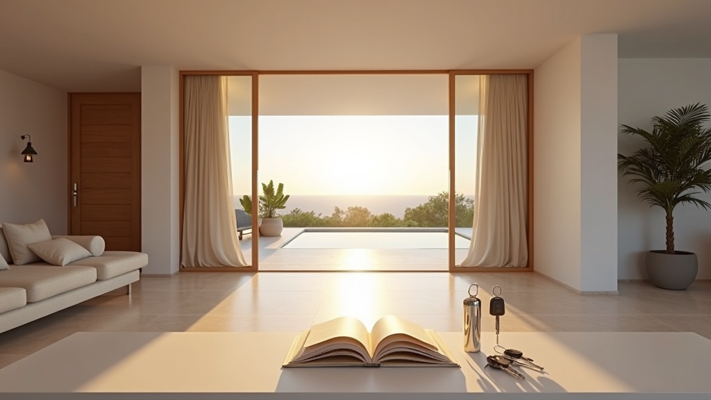 Keys on table of a move-in ready luxury villa entrance, inviting you to investir villa luxe flore faune Costa del Sol.