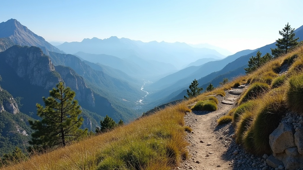 Wanderwege in der Sierra Blanca unter der Mittagssonne. Salzhaltige Luft Costa del Sol gesundheitliche Vorteile für Outdoor-Leben.
