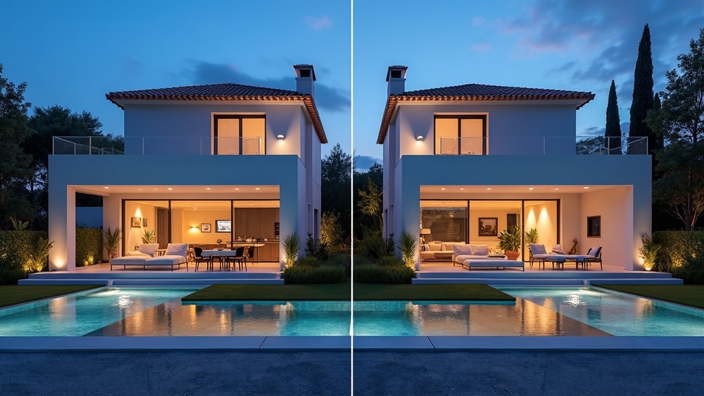Side-by-side comparison of modern Costa del Sol homes near Sierra de las Nieves nasjonalpark vs. Montes de Málaga, highlighting architectural and interior differences & price points.