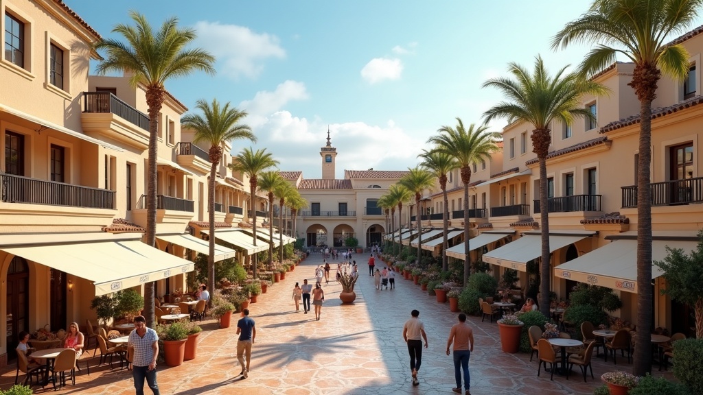Viehättävä Costa del Solin keskusta ja kestävät luonnonolosuhteet kutsuvat nauttimaan espanjalaisesta elämäntyylistä pehmeässä iltapäivän valossa.