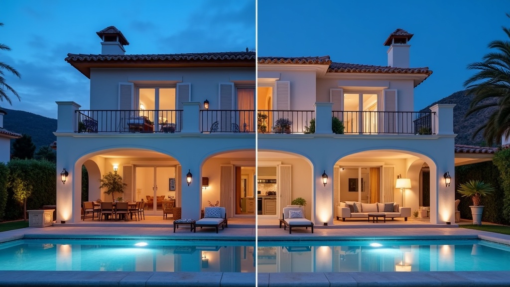 Luksusboliger ved kysten Costa del Sol: Kystliv vs. by, med fokus på interiør for velvære og rolig atmosfære.