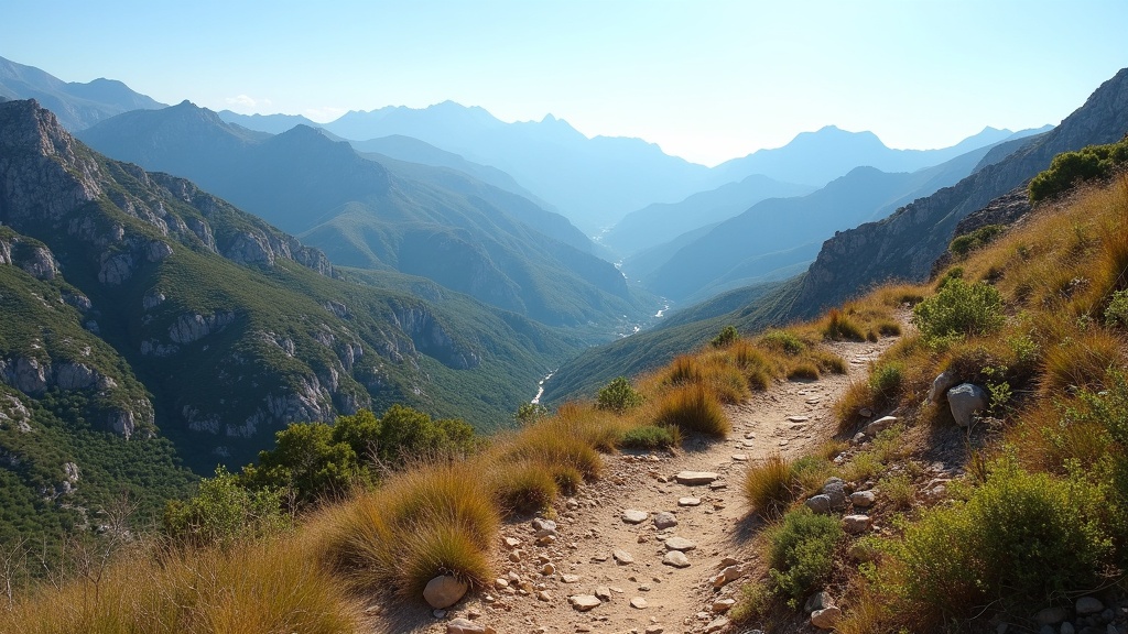 Majestueuze Sierra Blanca bergen, wandelpaden en natuur tonen de bereikbaarheid berggebieden Spanje vanaf de Costa del Sol, stralende zon.