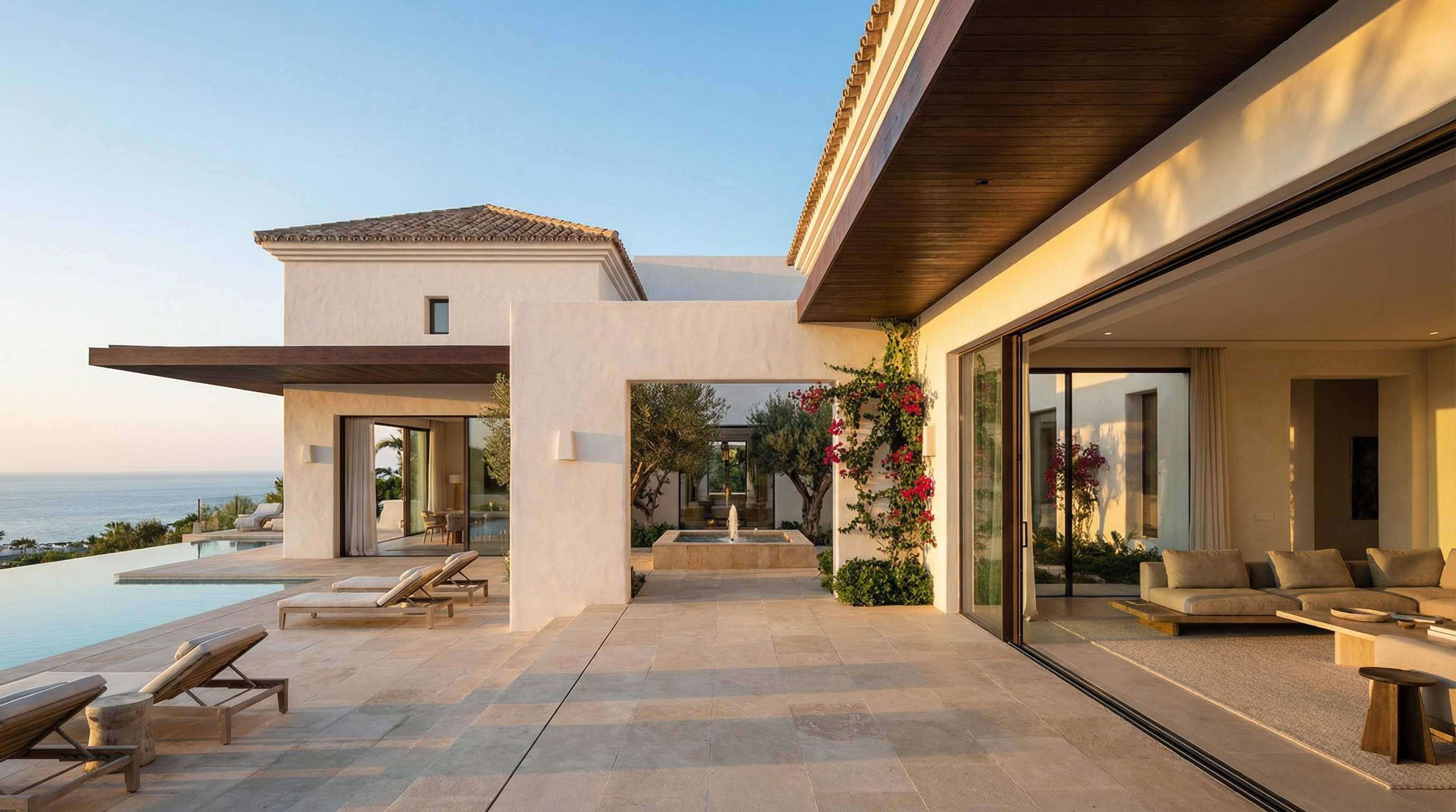 Coastal villa in Costa del Sol featuring Mediterranean and contemporary architecture with lush gardens and sea views.