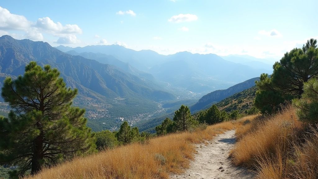 Majestueuze Sierra Blanca bergen onder felle zon, toont het ideale klimaat Zuid-Spanje voor een actieve levensstijl.