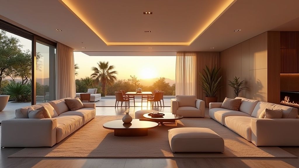 Életművészek Costa del Sol: Tágas marbellai luxus nappali modern bútorokkal, napfényes terasszal – Torremolinos, Estepona vagy Marbella?