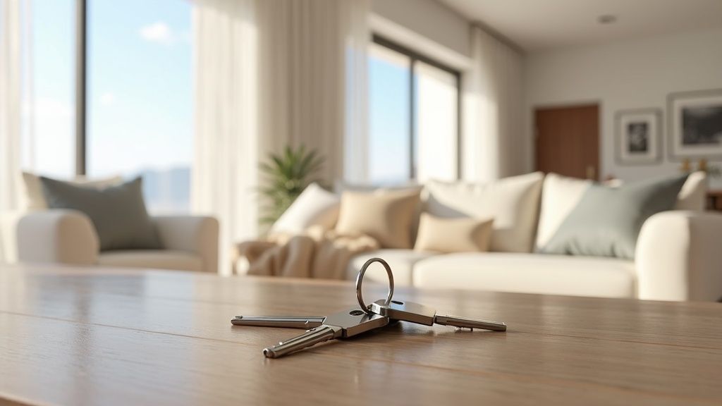 Luxury Costa del Sol property, keys on table. Ready for immediate move-in? Living Costa del Sol Málaga Airport travel guide, consult professionals.