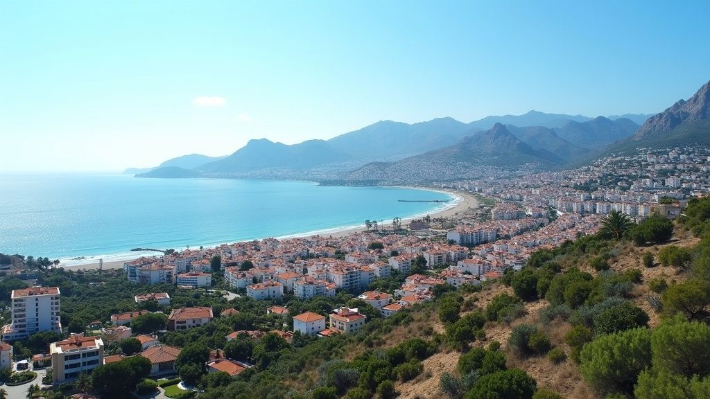 Panoramautsikt över Costa del Sols kust och berg, perfekt för utomhusaktiviteter året runt – hav och berg inom räckhåll.