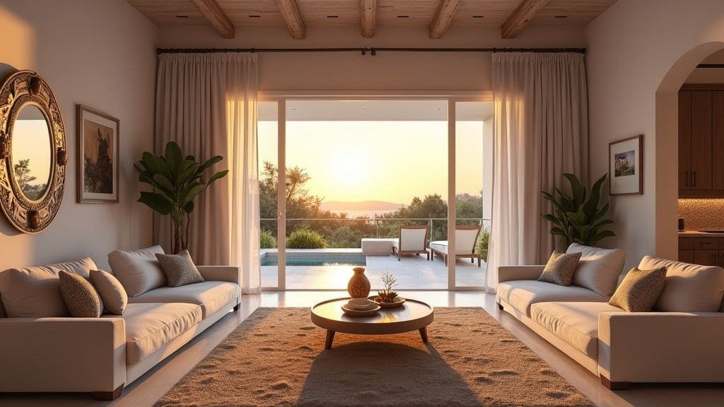 Spacious living room in Costa del Sol showcasing contemporary design, perfect for families looking to move to Spain with kids.