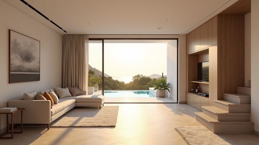 Modern lyxfastighet i Costa del Sol, inbjudande entréhall redo för ägande, idealisk för familjer som flyttar till Costa del Sol som en familj.