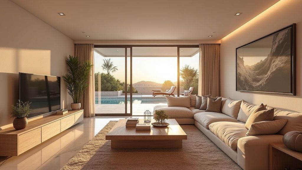 Luxurious Costa del Sol living room. Consider hidden fees legal expenses buying property for this lifestyle.