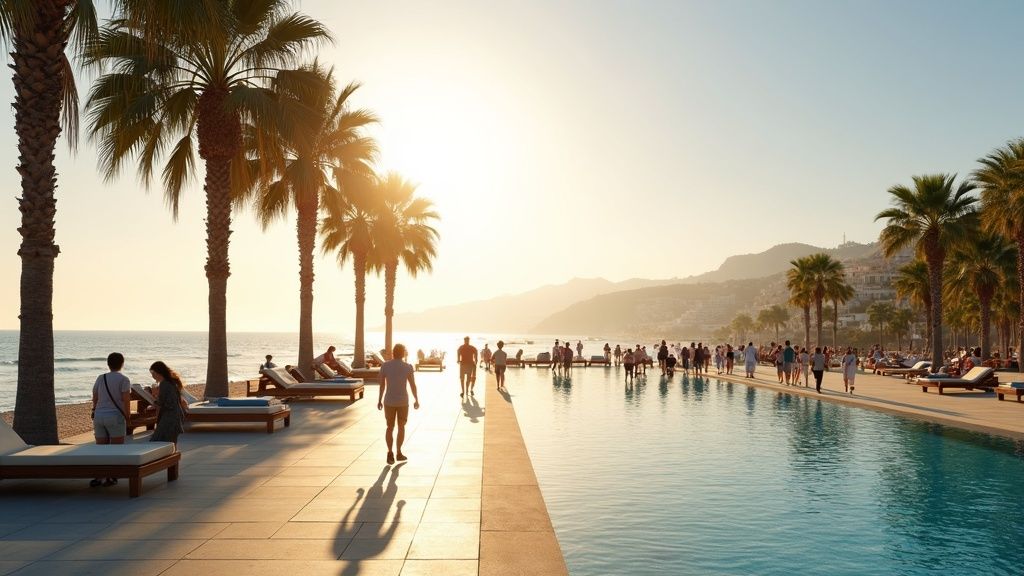 Klima Costa del Sol: Sonnenreiche Küstenpromenade in Andalusien. Mediterranes Klima und viele Sonnentage!