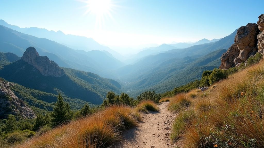 320 solskinsdage om året: Livskvalitet i solen på Costa del Sols Sierra Blanca bjergtoppe under klar himmel.