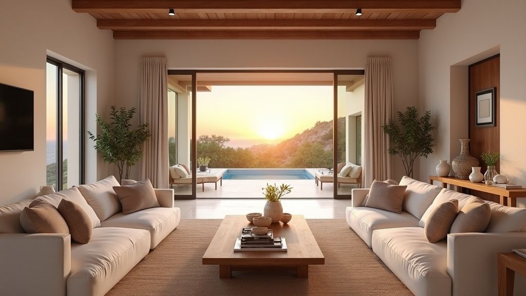 Luxury Costa del Sol living room. An abogado's services in Costa del Sol help secure property like this spacious Spanish home.