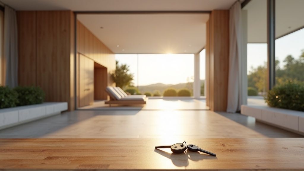 Move-in ready luxury home in Costa del Sol, keys on table. Hire property lawyer Costa del Sol for seamless purchase.