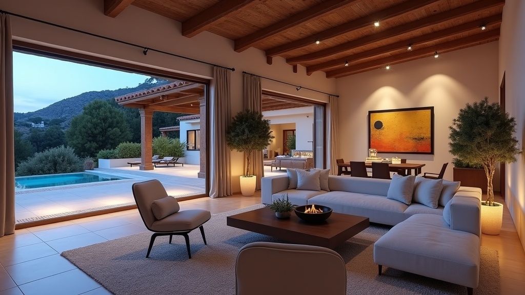 Costa Del Sol lyxhotell med spa: elegant spaniskt vardagsrum, utmärkt för femstjärniga spa-hotell jämförelser.