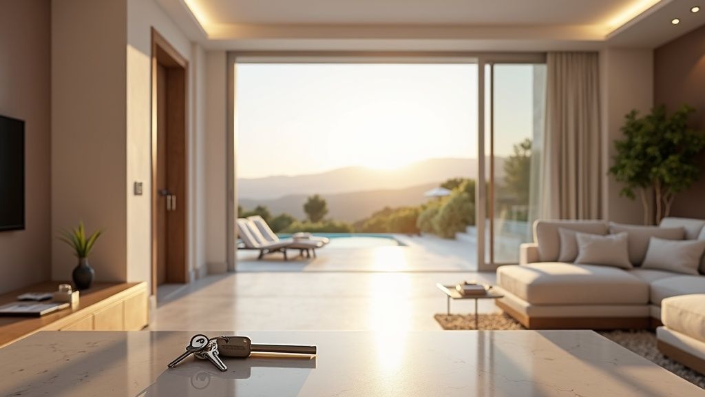 Luksusboliger med havudsigt Costa del Sol nybyggeri: Indflytningsklar modernistisk entré med nøgler klar til ny ejer.