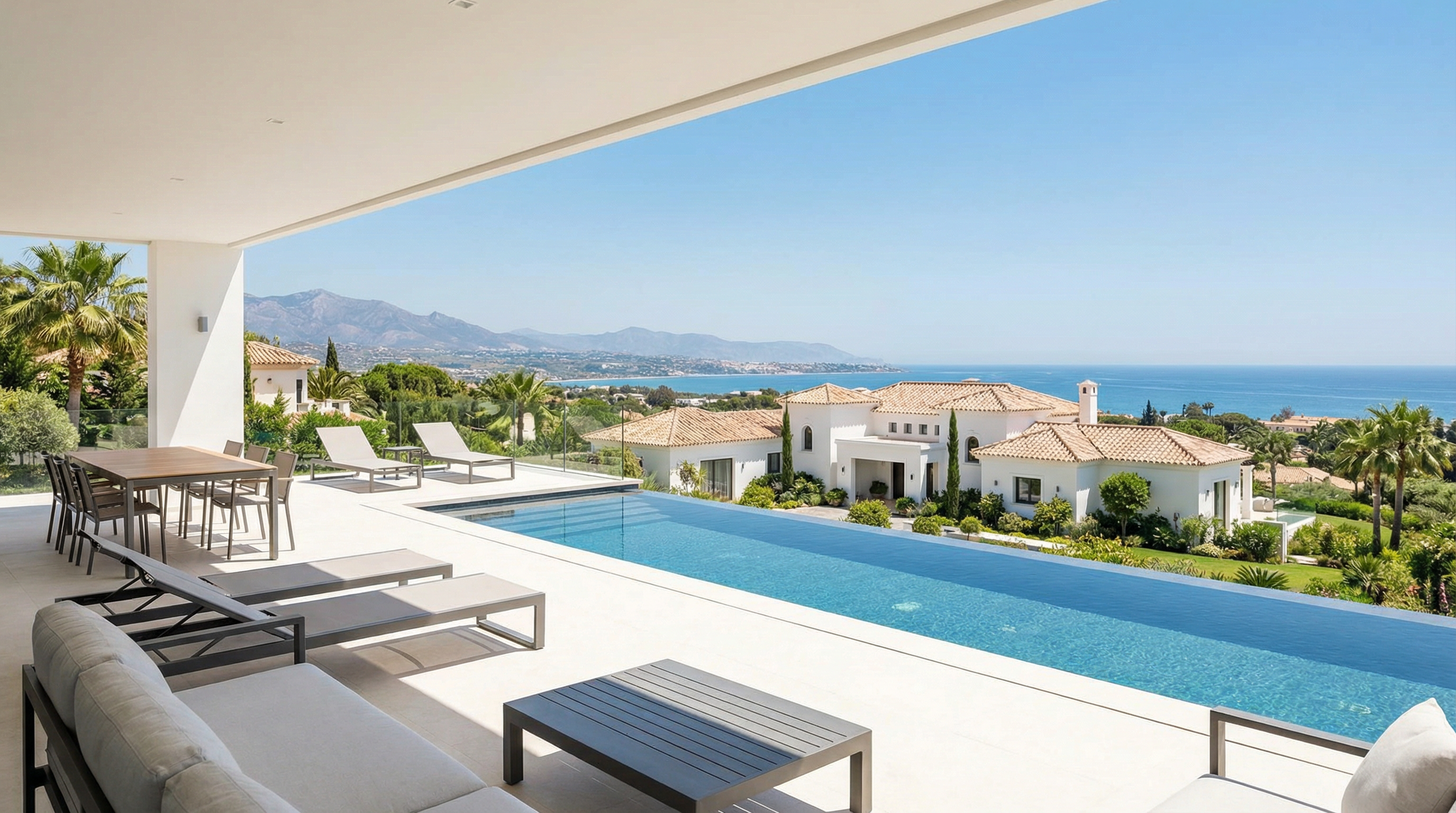 Construction site showcasing modern building techniques in Costa del Sol, Spain, with cranes and workers visible.