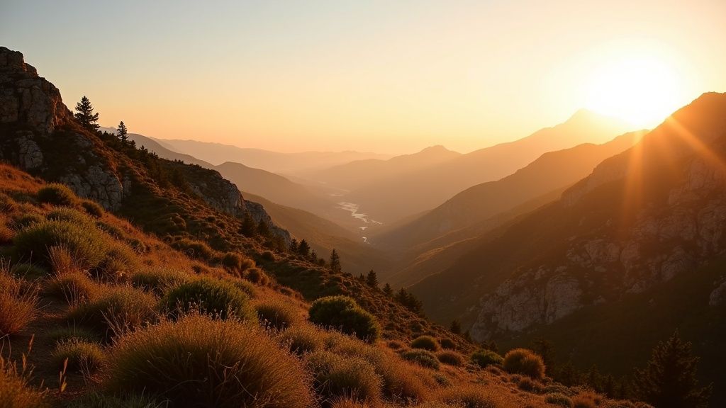 Golden sunset over Sierra Blanca mountains, inspiring outdoor lifestyle in hidden gems Costa del Sol.